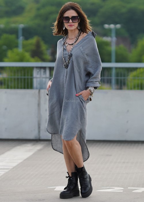 Sukienka Lniana Molina Grey