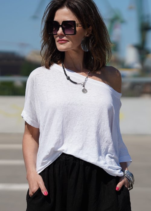Lniana Bluzka Alga White