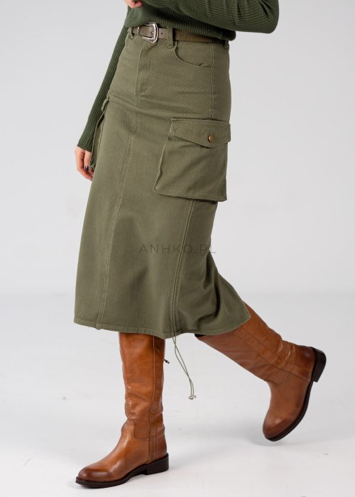 Spódnica jeansowa Midi Spice Khaki