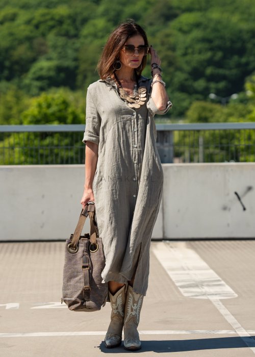 Sukienka Lniana Molina Long Taupe