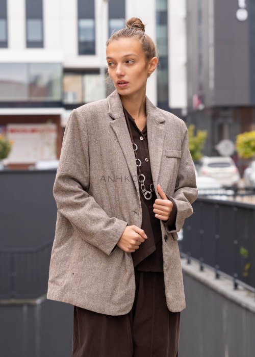 Ocieplana Marynarka Abete Taupe