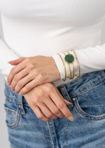 Bransoletka z zielonym kamieniem Emerald Touch w Złotym Kolorze