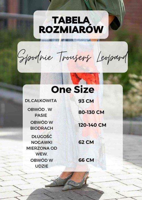 Damskie spodnie z motywem panterki, luźny krój z kieszeniami i gumką w pasie, wykonane z lekkiego materiału w stylu boho