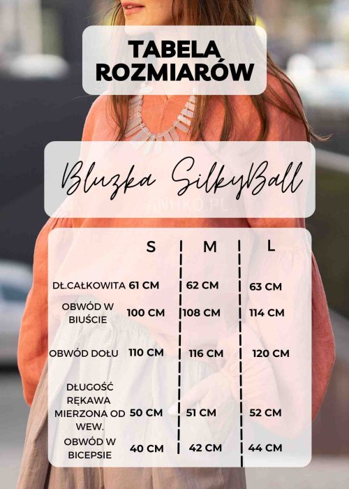 Tabela Rozmiarów dla Bluzka SilkyBall Czarna