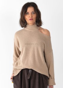 Sweter z  golfem Collarbone Beżowy