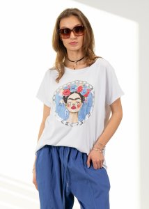 Bluzka Cicrle Frida Blue Biała 
