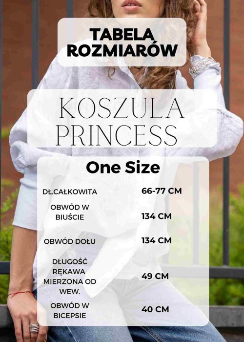 Tabela Rozmiarów One Size Koszula Oversize Princess Biała