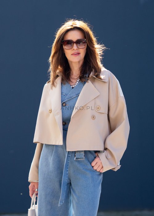 Krótka Kurtka New Cropped Jasnobeżowa