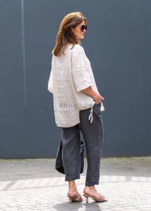 Spodnie Lniane Summer Line Antracytowe