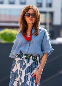 Koszula Lniana Marial Niebieska 
