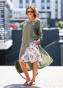 Bluzka-Tunika Lniana Frayed Bloom Zielona 