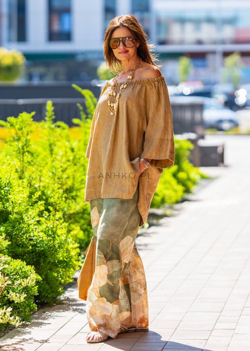 Bluzka Lniana Linen Mood Miodowa