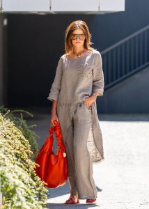 Bluzka-Tunika Lniana Frayed Bloom Taupe 