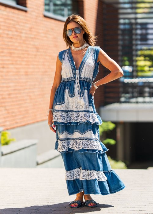 Sukienka Bohona Denim Niebieska 