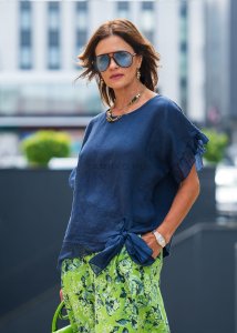 Bluzka Lniana Racota Granatowa 