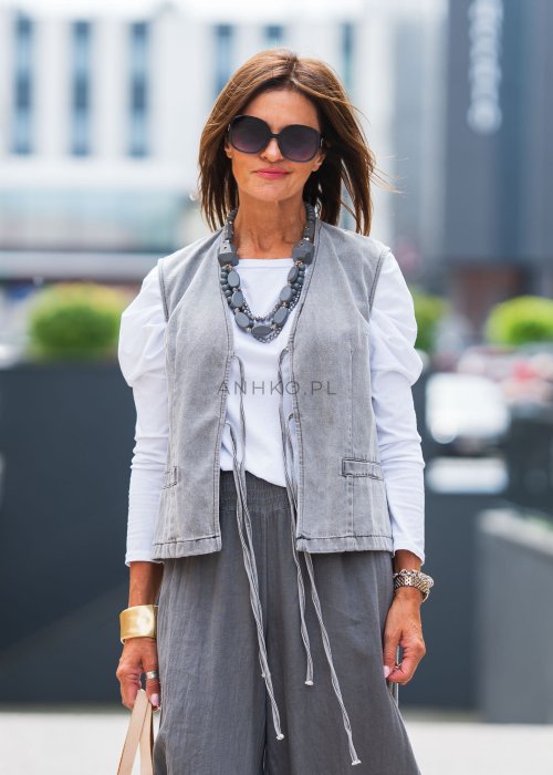 Jeansowa Kamizelka New Grey Denim Bloom 