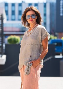 Bluzka Lniana Racota Taupe 