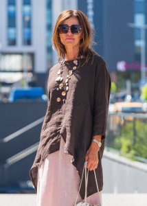 Bluzka Lniana Katerina Czekoladowa 