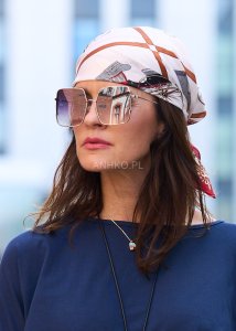 Chusta Kwadratowa Queen Scarf Czerwono-Beżowa
