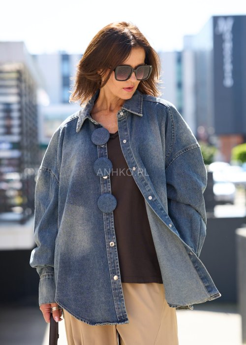 Koszula-Kurtka Jeansowa Nivora Ciemny Denim