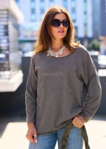 Bluzka z Dodatkiem Lnu Textura Blouse Szara