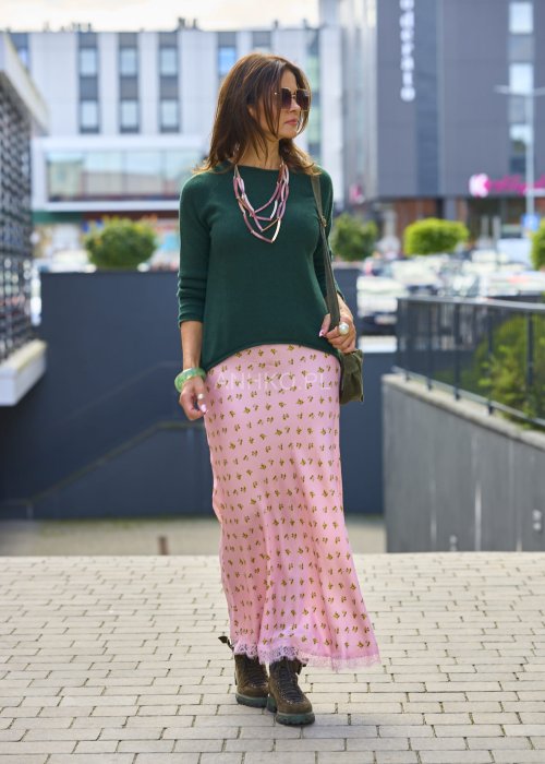 Spódnica Lace Bloom Pudrowo Różowa