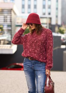 Sweter Burgun Bordowy 