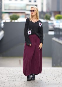 Spódnica Sztruksowa Corduroy Śliwkowa