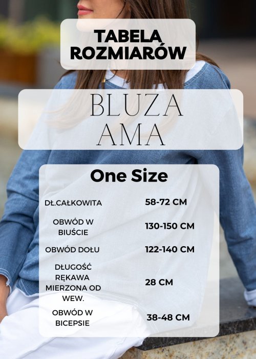 Tabela Rozmiarów dla Bluza Damska Ama Pomarańczowa