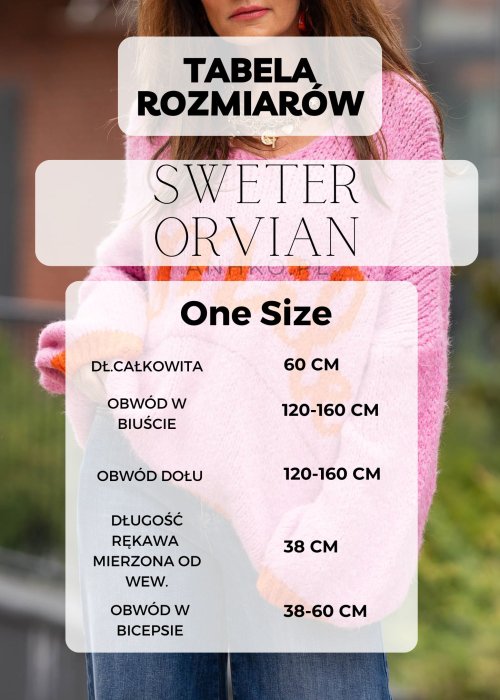 Tabela Rozmiarów dla Kardigan Orvian Pudrowy Róż