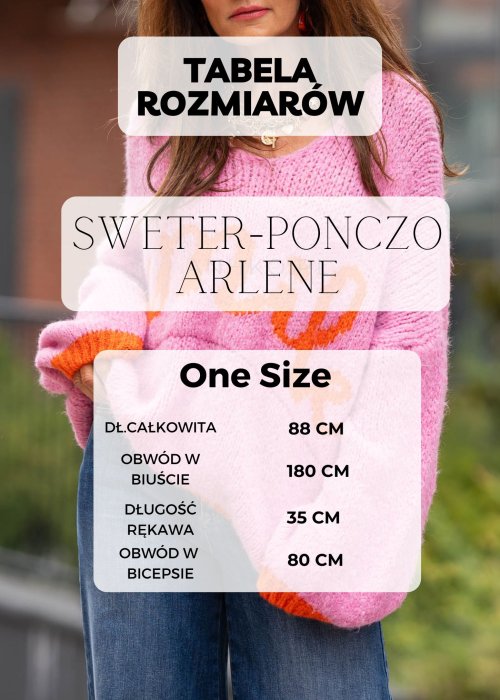 Tabela Rozmiarów dla Sweter-Ponczo Arlene Bordowy