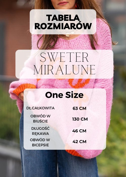 Tabela Rozmiarów One Size dla Sweter Miralune Grafitowy z Szalem