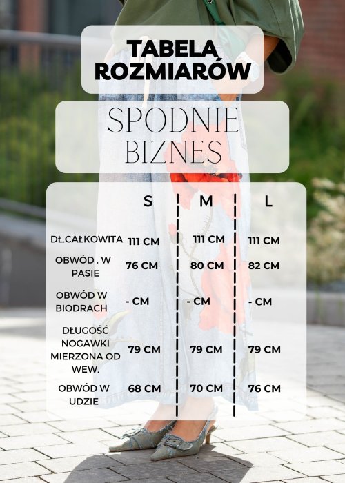 Tabela Rozmiarów S-L Spodnie Biznes Brązowe