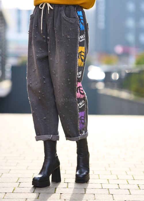 Jeansy Distressed Joggers Szare 