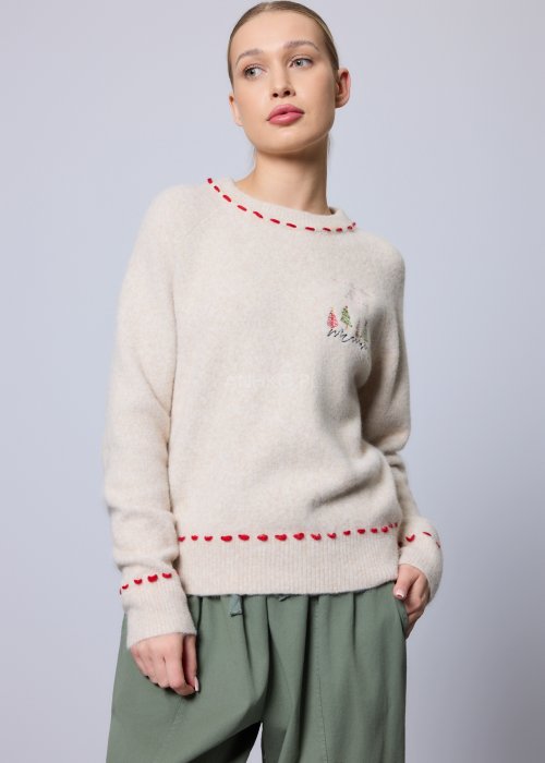 Sweter Merralin Christmas Beżowy