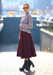 Spódnica Dzianinowa Ismira Bordowa 