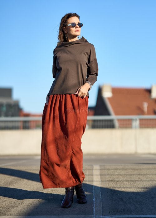 Spódnica Sztruksowa Corduroy Ceglana
