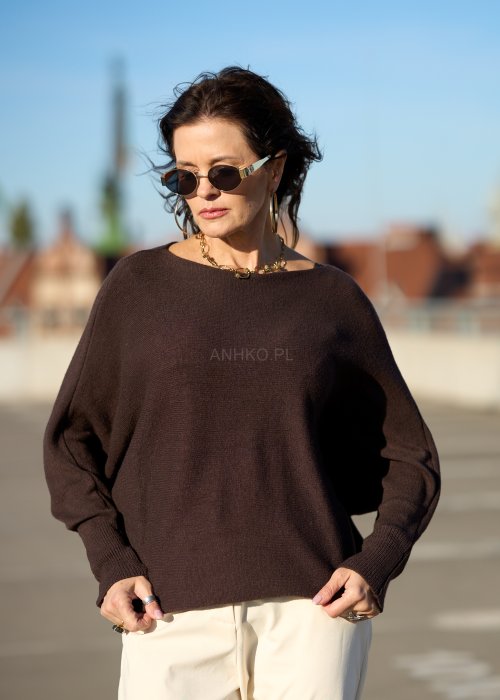 Sweter Bat Brązowy