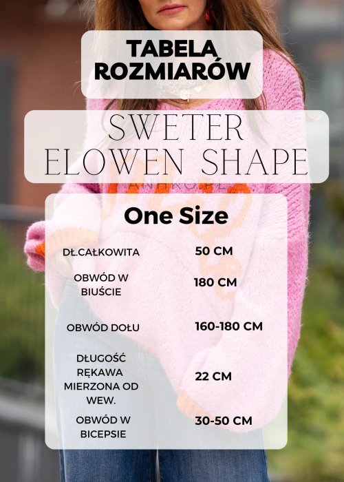 Tabela Rozmiarów One Size Sweter Elowen Shape Śliwkowy