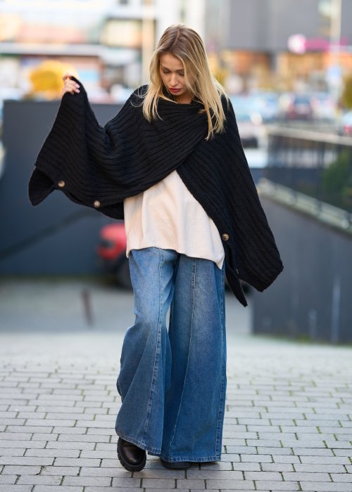 Sweter-Ponczo Arlene Czarny 