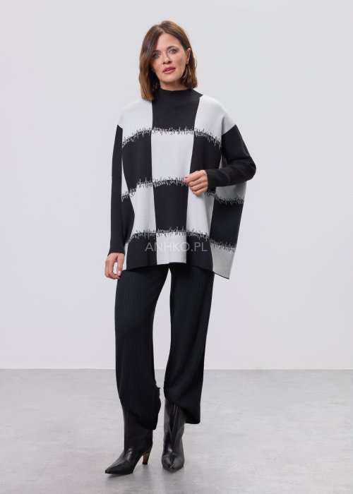 Sweter Elowen Krot Biało-Czarny 