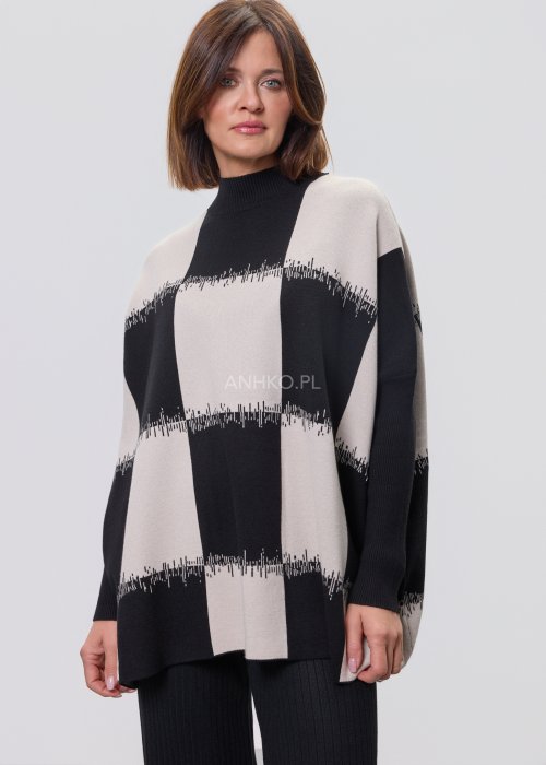 Sweter Elowen Krot Ecru-Czarny 
