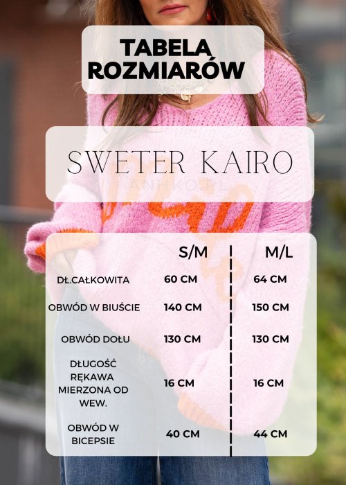 Tabela Rozmiarów S-M/L-XL Sweter Kairo