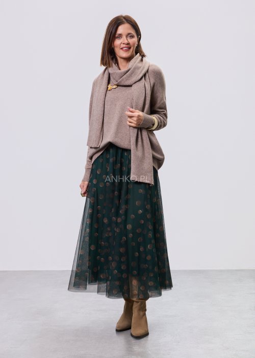 Sweter z Szalem Intes Taupe