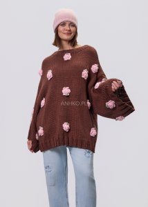 Sweter Romantic Rosy Brązowy 