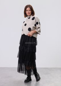 Sweter Mira Horizon Ecru-Czarny