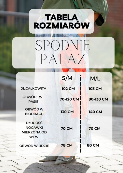 Tabela Rozmiarów dla Spodnie Palaz Bordowe