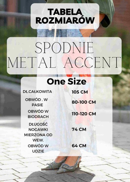 Tabela Rozmiarów dla Spodnie Metal Accent Błękitne