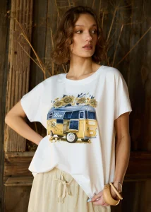 Bluzka Sunny Ride Tee Yellow/Blue Biała  
