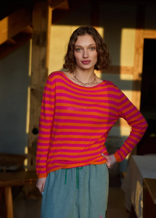 Sweter Coast Stripe Pomarańczowo-Różowy
